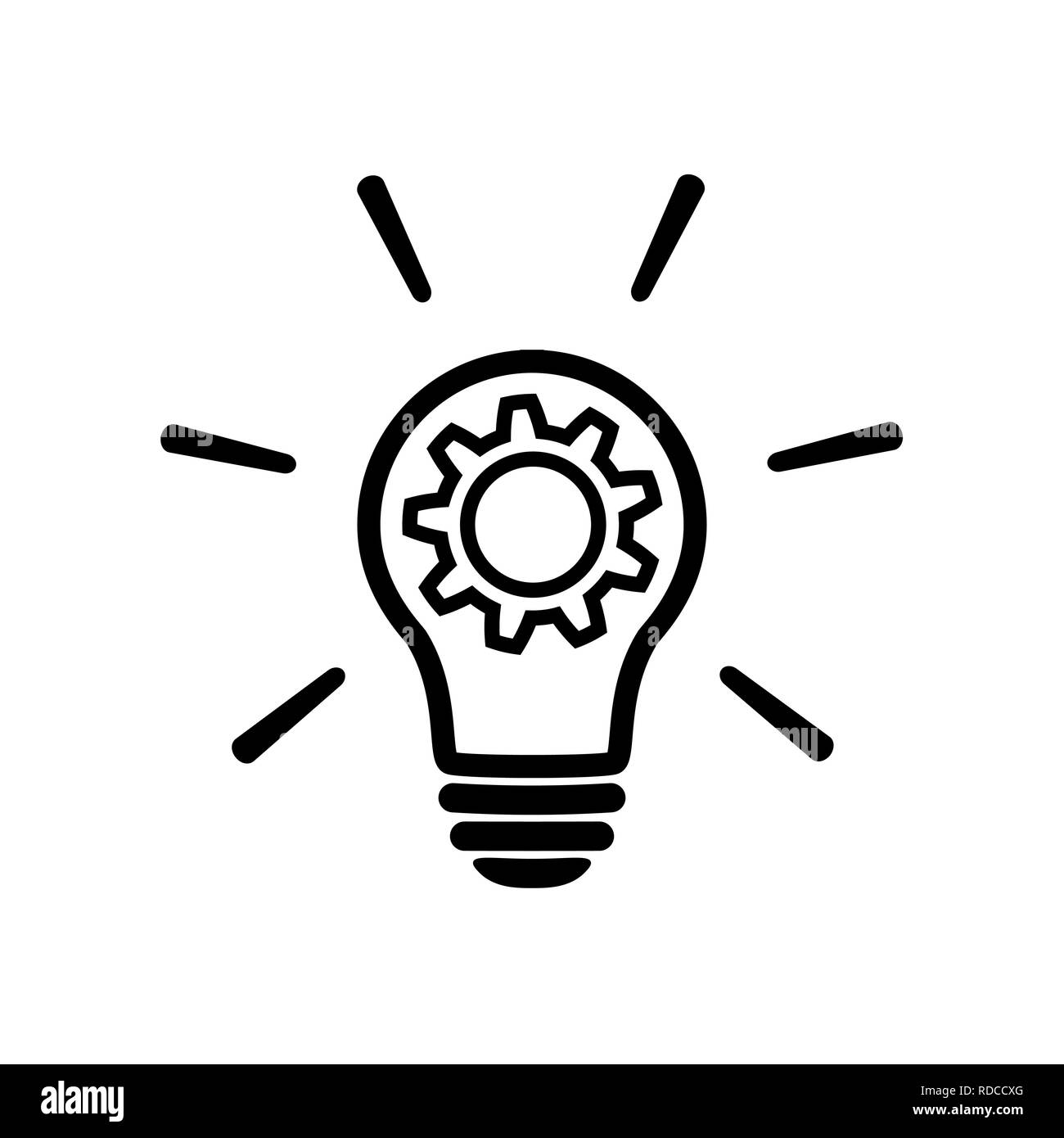 innovation line icon in flat style. Light bulb with cog mechanism line sign. Light bulb with gear icon Simple process sign, Idea symbol. Implementatio Stock Vector
