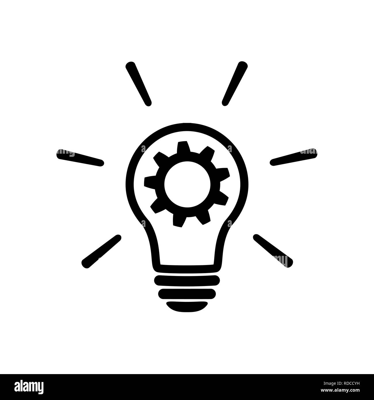 innovation icon in flat style. Light bulb with cog mechanism line sign - Light bulb with gear icon. Simple process sign, Idea symbol. Implementation i Stock Vector
