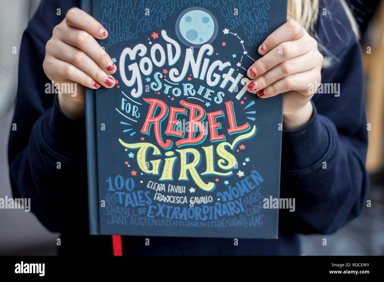 Good night stories for Rebel Girls, kids books, childrens books, reading book, feminism concept, feminist, girl books tween read educate education Stock Photo