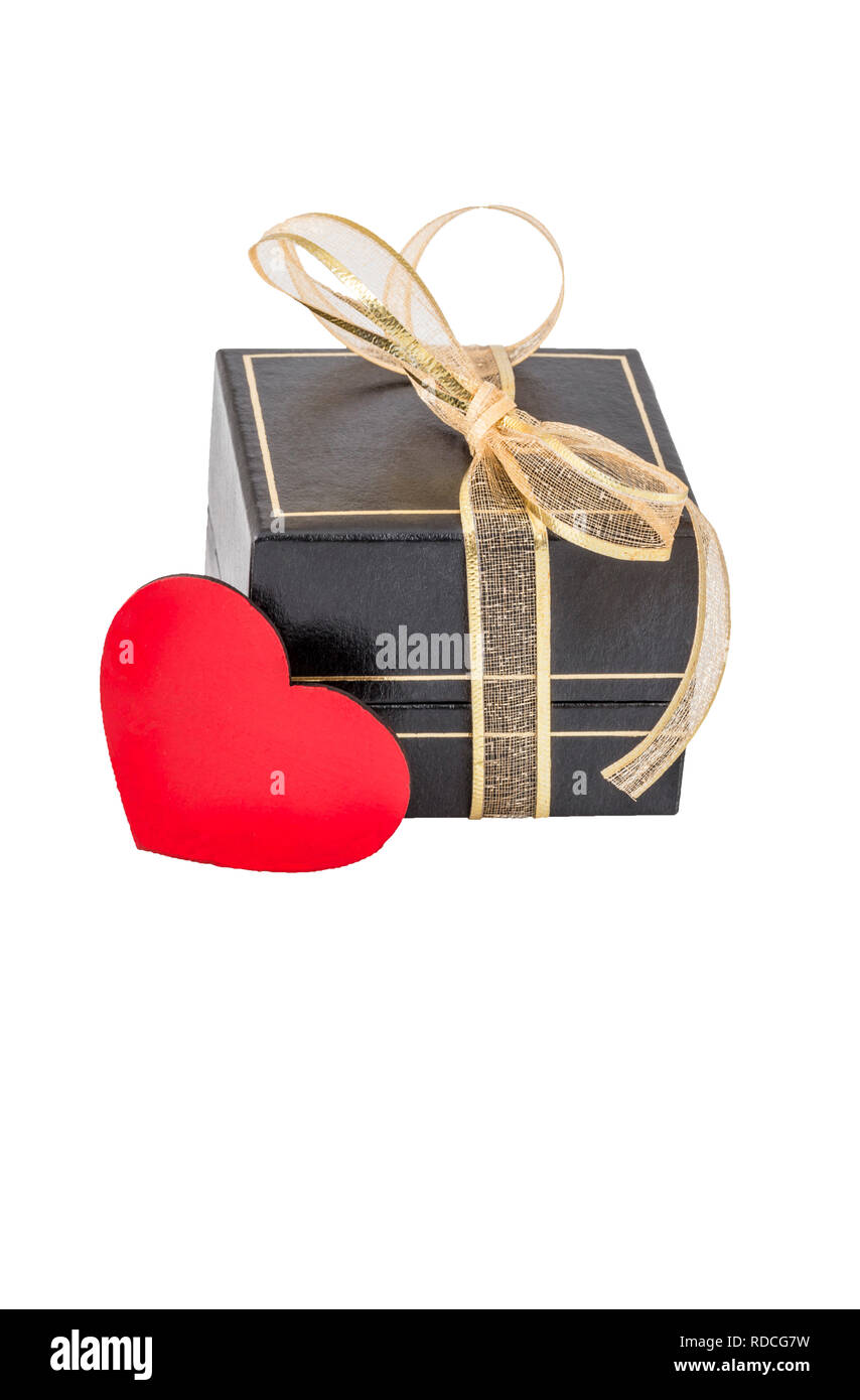 A gift box and red heart isolated on white Stock Photo - Alamy