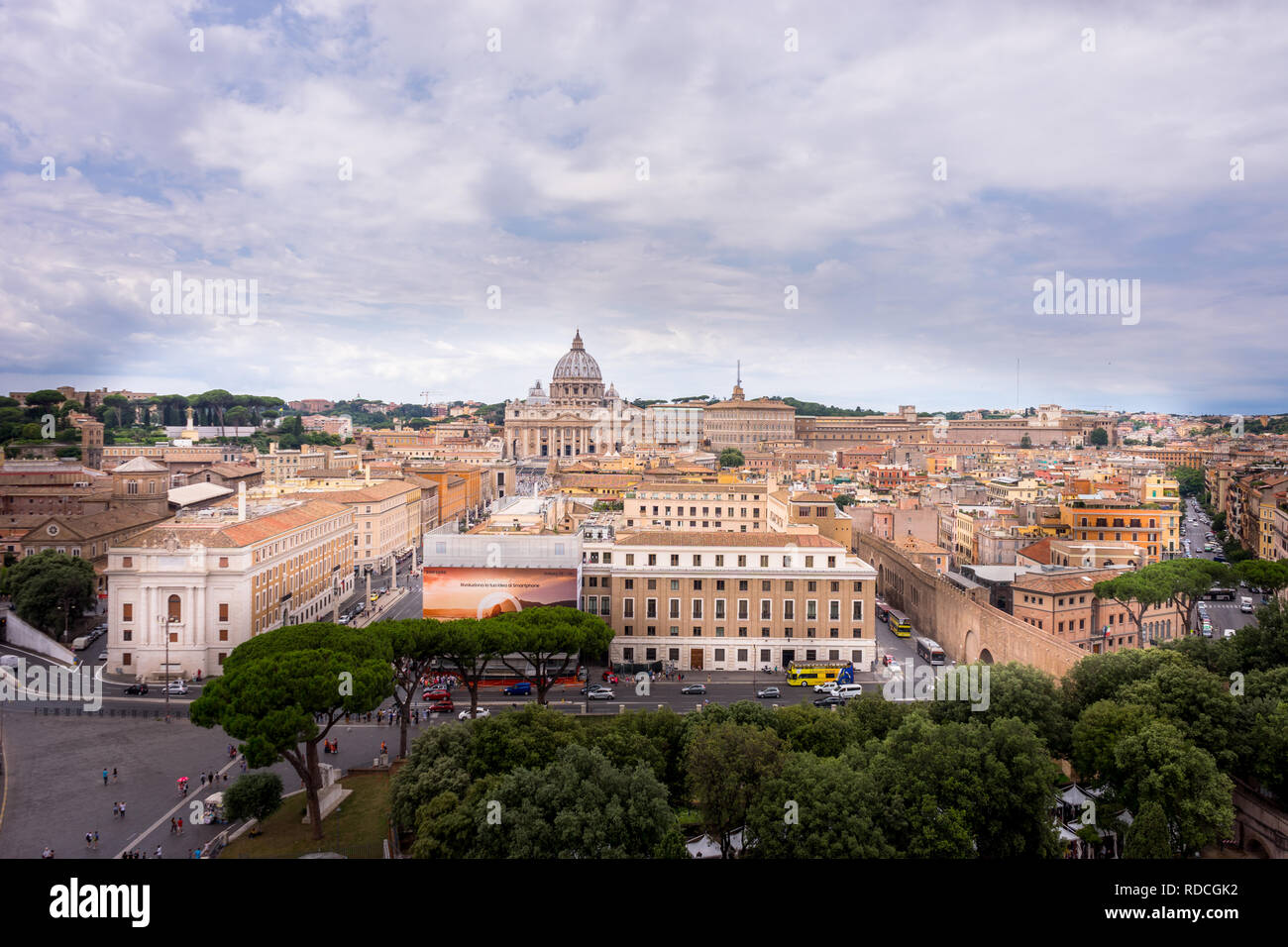 Rome, Italy - 23 June 2018: Saint Peter's church viewed castel sant angelo in Rome, Italy Stock Photo