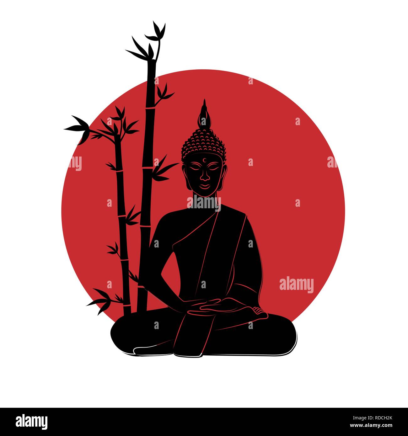 buddha meditation japanese flag vector illustration EPS10 Stock Vector