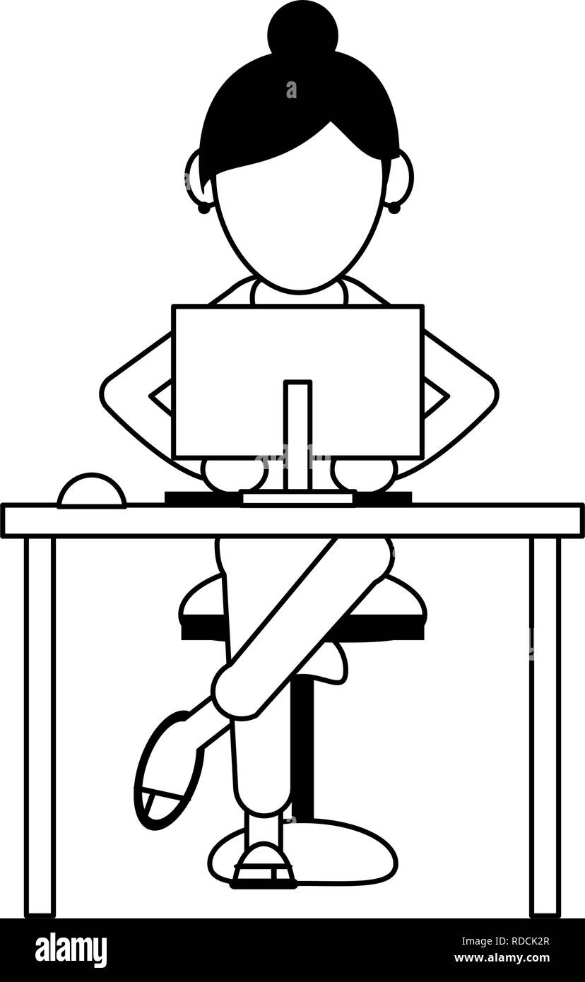 woman using computer Stock Vector Image & Art - Alamy