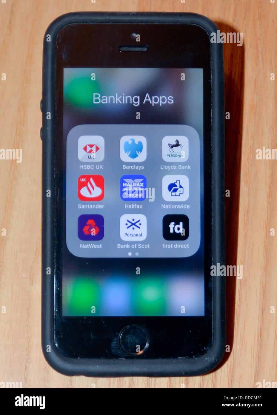 Bank applications on smart phone Stock Photo