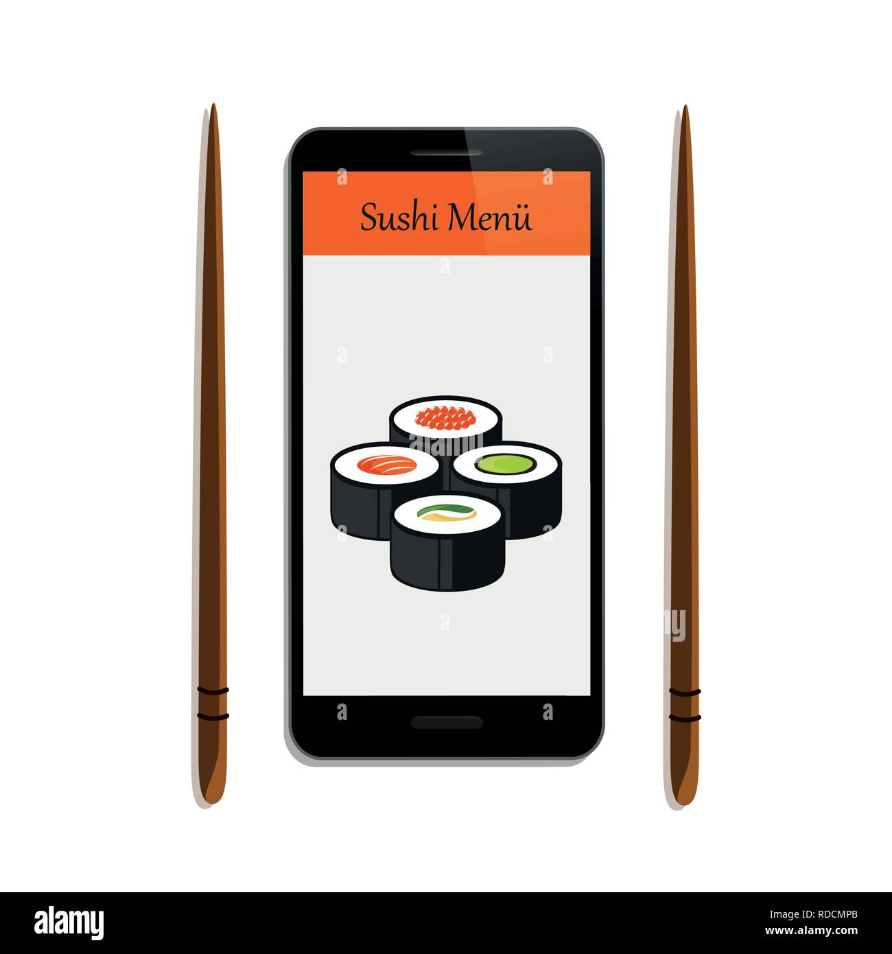 order sushi menu via smartphone vector illustration EPS10 Stock Vector