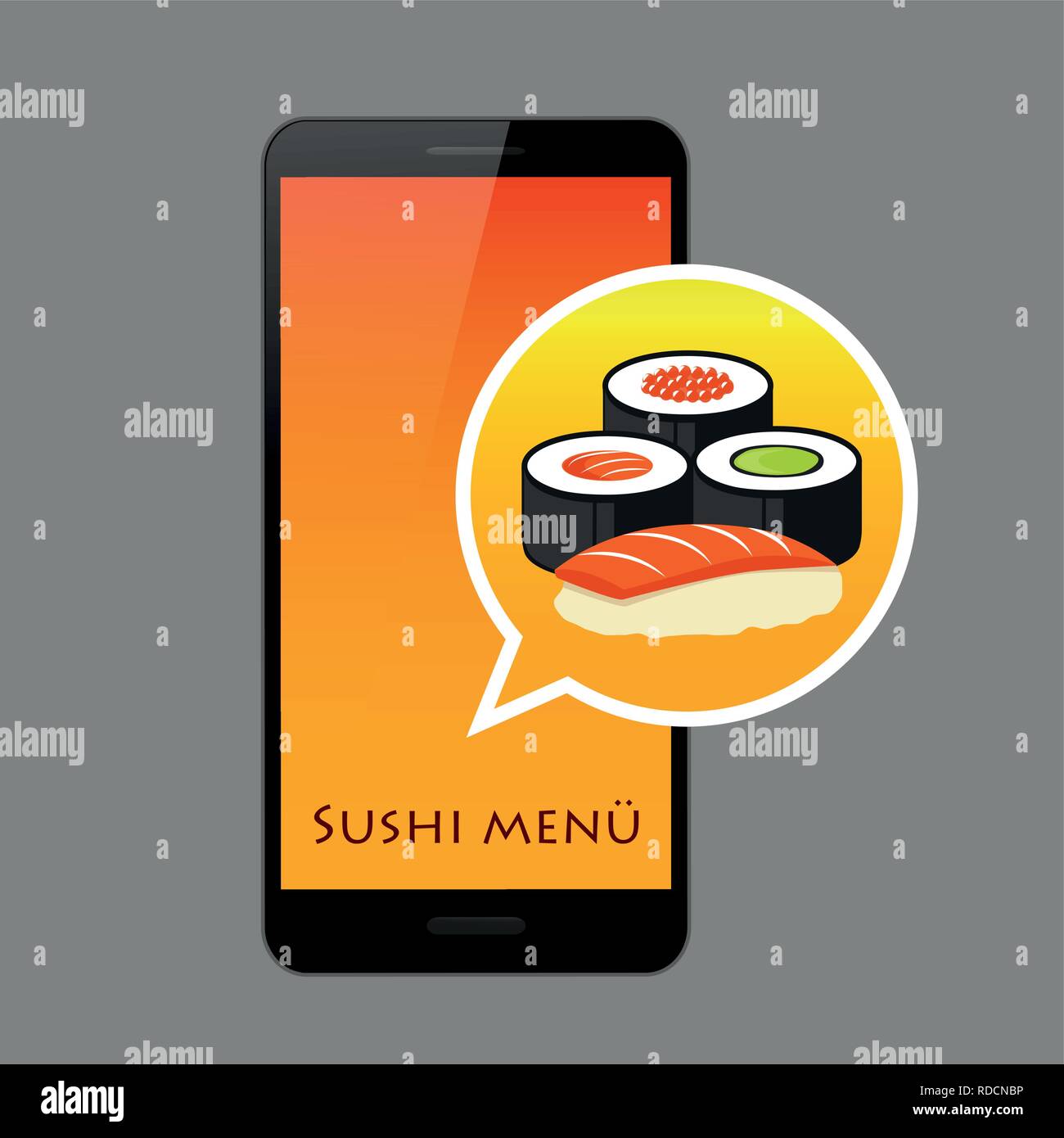 colorful sushi set smartphone app vector illustration EPS10 Stock Vector