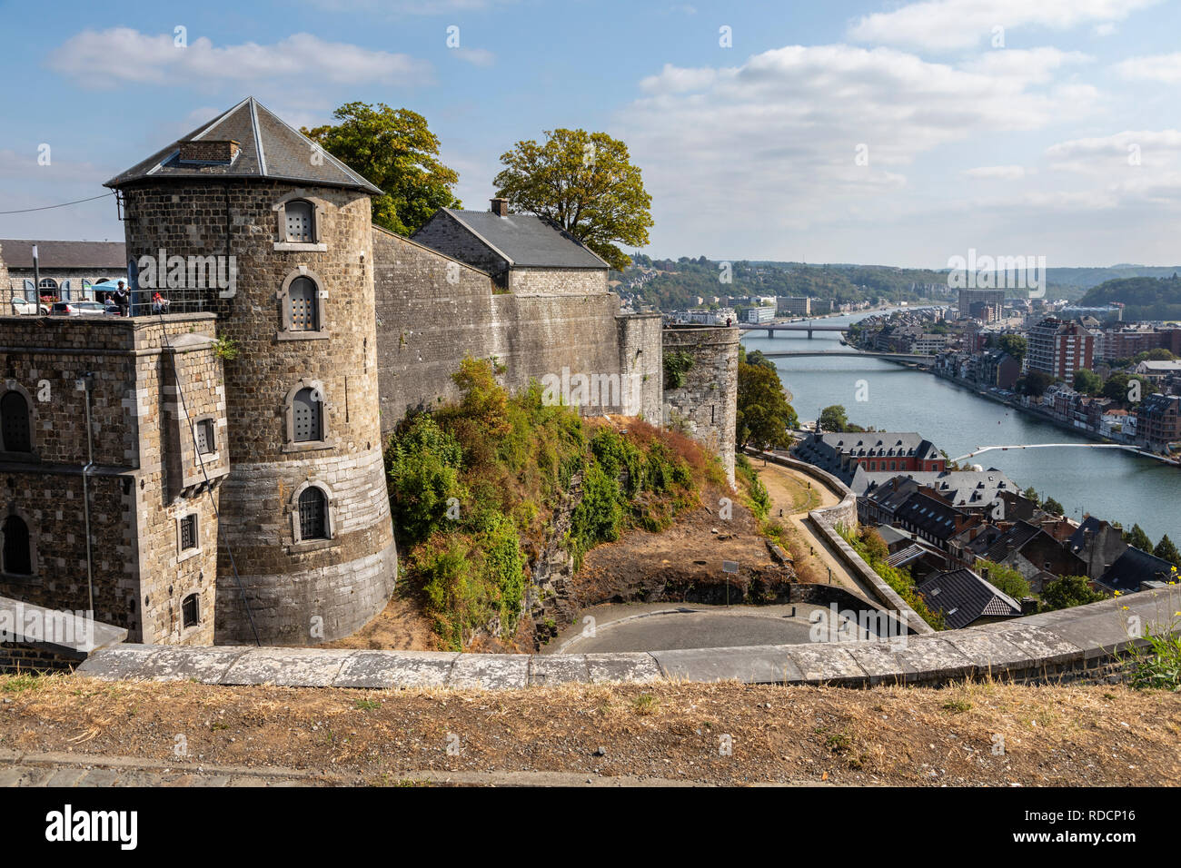 View of the River Meuse from the Citadel, Namur, Belgium Stock Photo