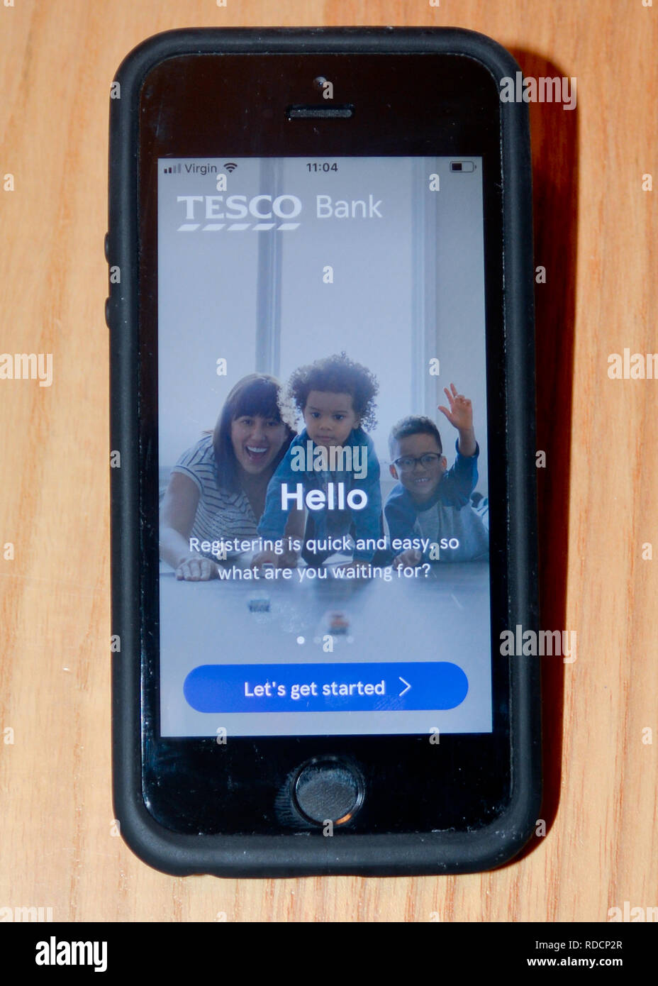 Tesco bank application on smart phone Stock Photo