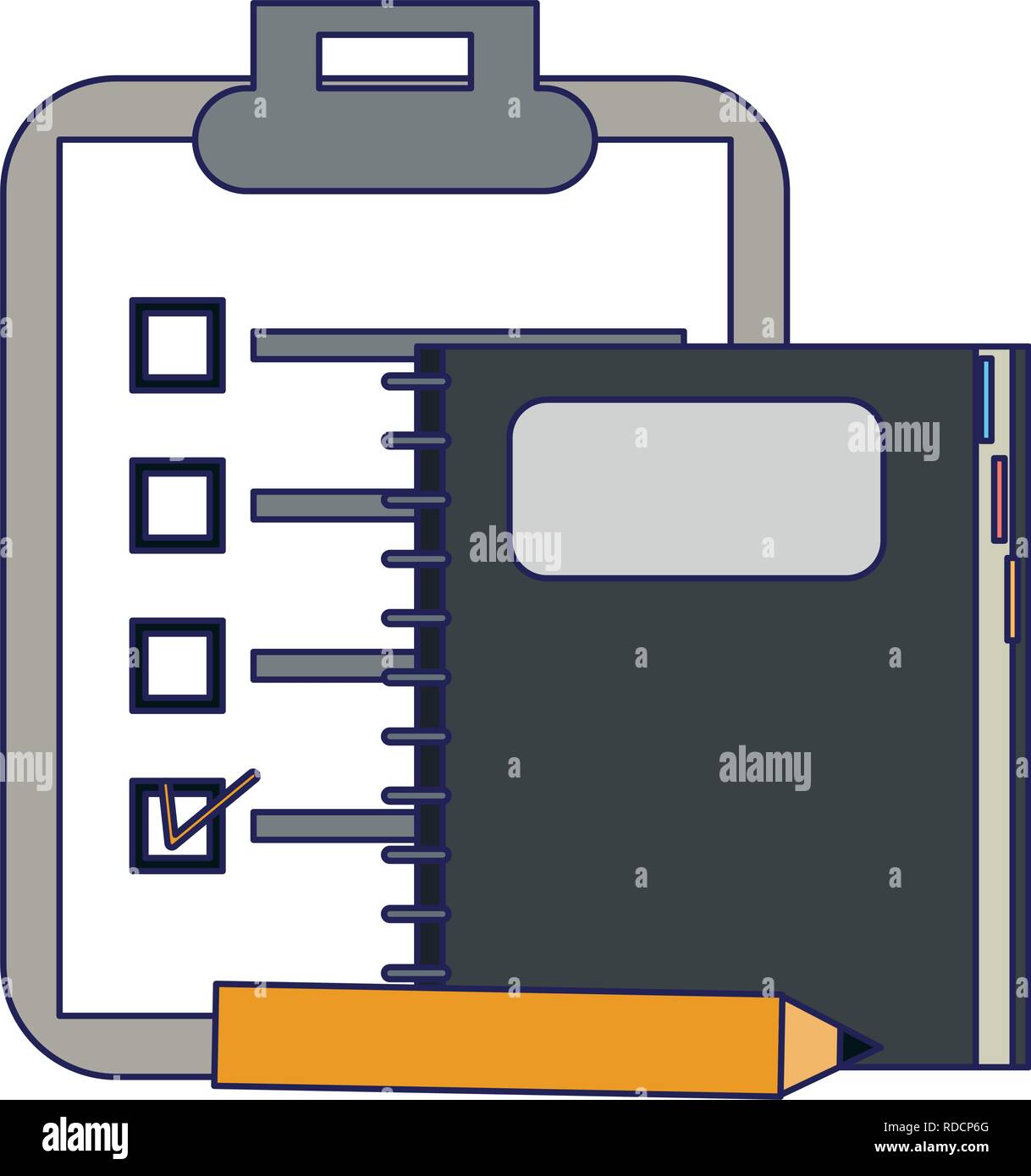 clipboard and notebook with pencil Stock Vector Image & Art Alamy