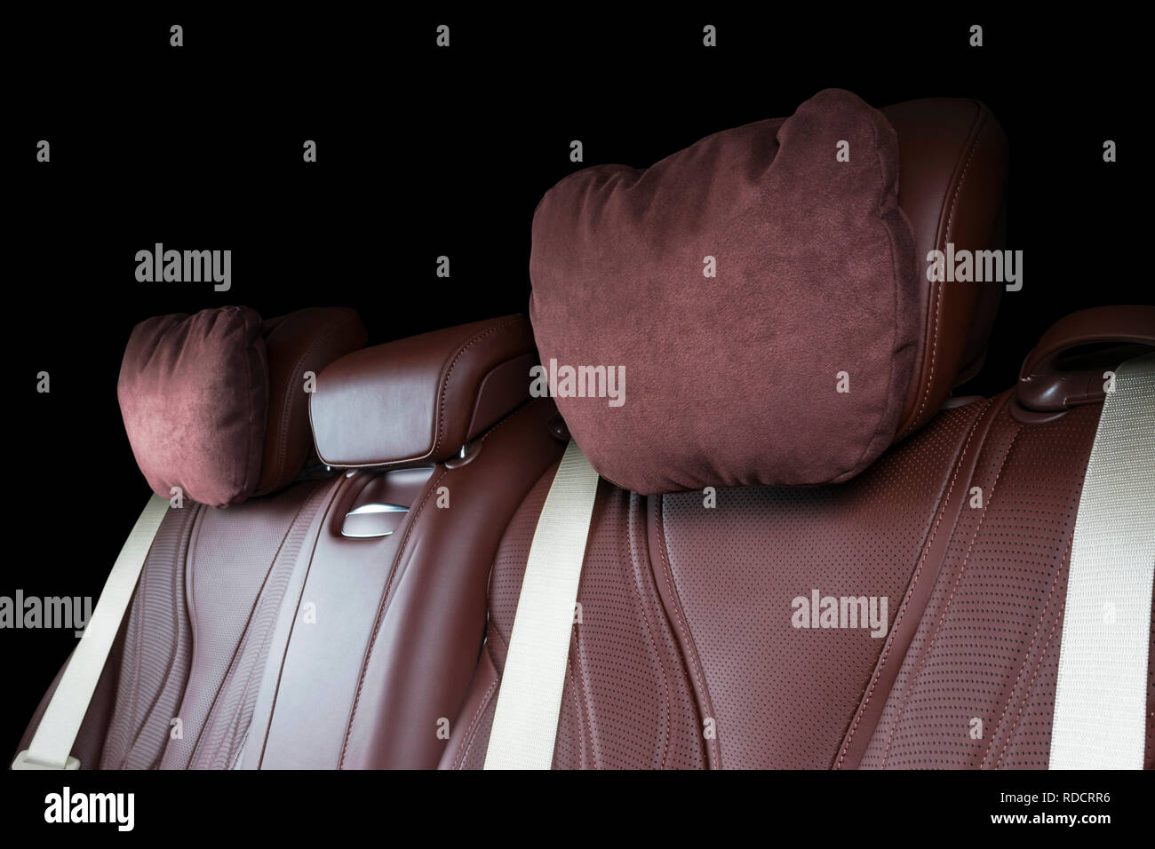 Brown Leather Interior Of The Luxury Modern Car Perforated