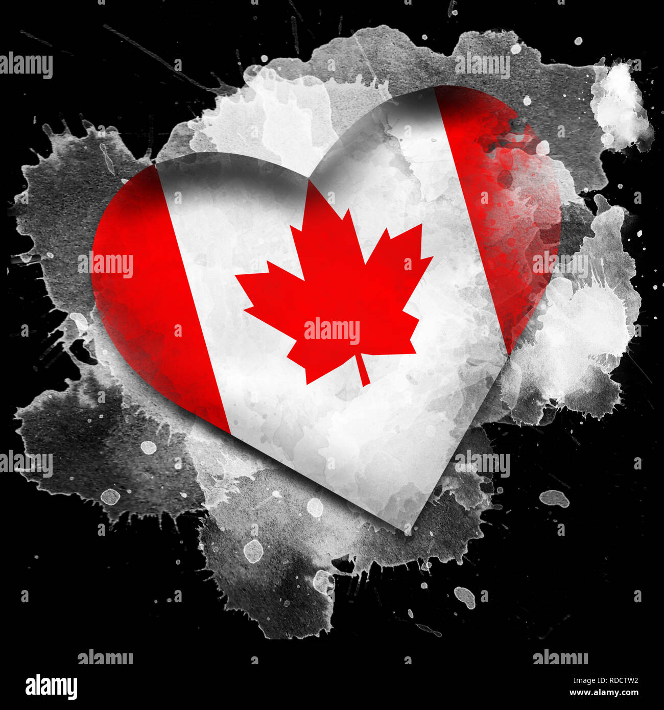 Flag of Canada. Watercolor on black background Stock Photo Alamy
