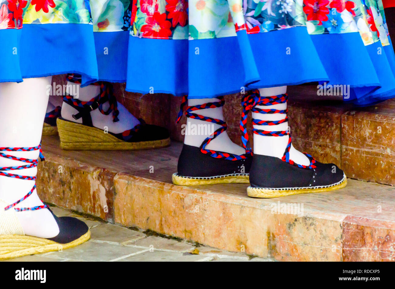 traditional colorful shoes for folk costumes in Spain, dance shoes,  espadrilles Stock Photo - Alamy