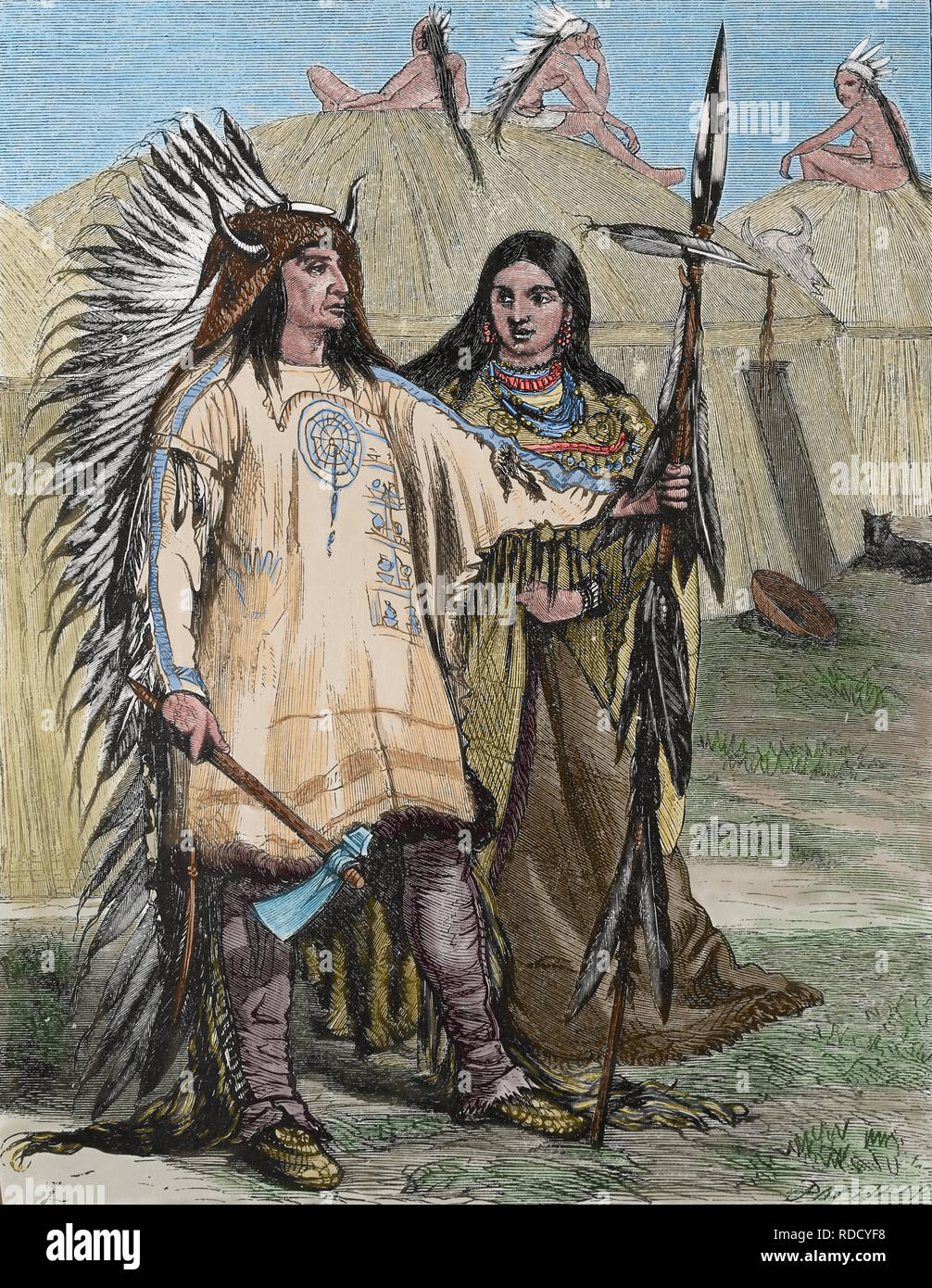 North America. American Indians. Engraving, 19th century. 1880. Stock Photo