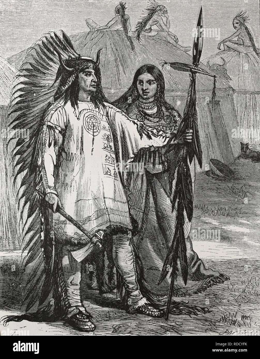 North America. American Indians. Engraving, 19th century. 1880. Stock Photo