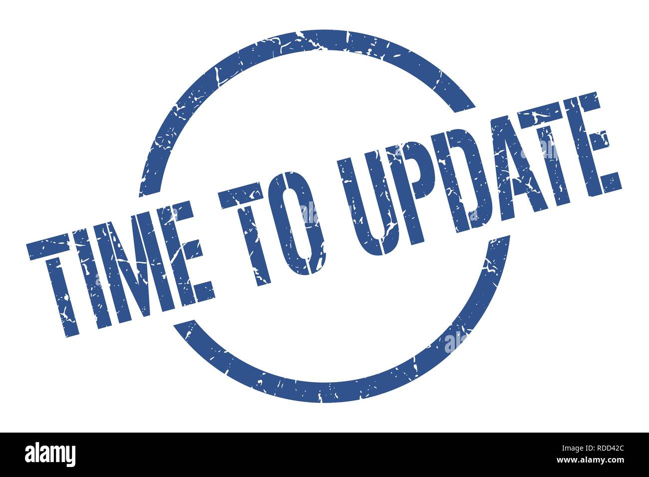 time to update blue round stamp Stock Vector