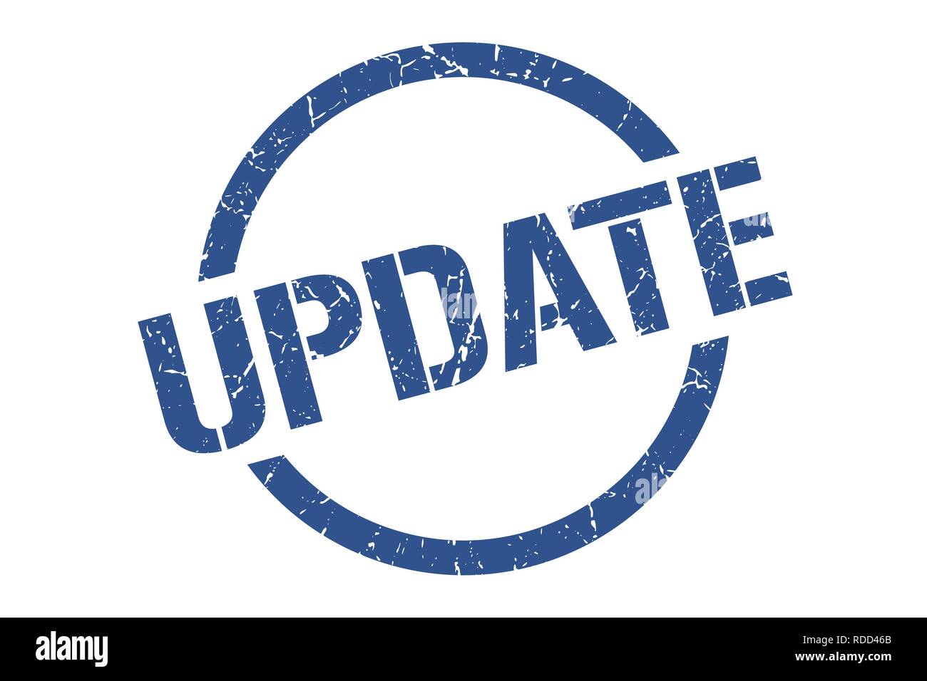 update blue round stamp Stock Vector