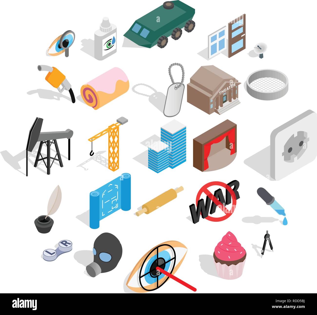 Creature icons set, isometric style Stock Vector