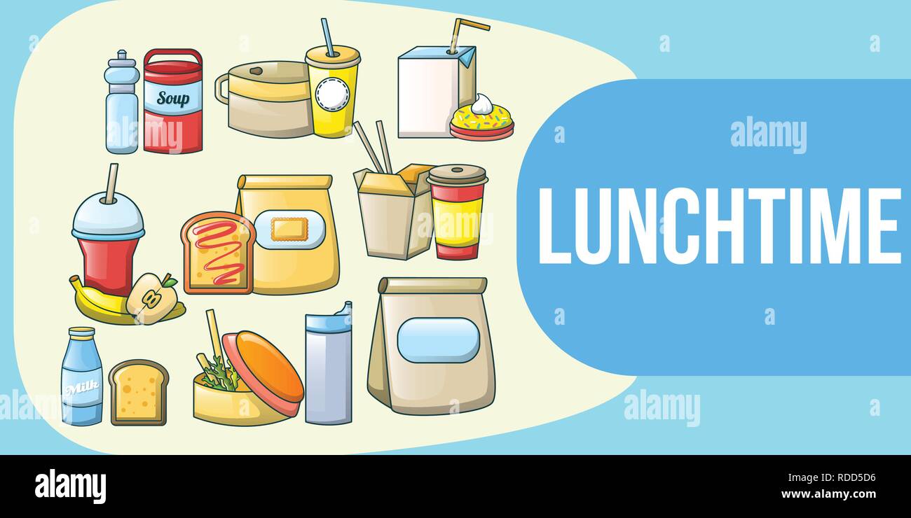 Lunchtime concept banner, cartoon style Stock Vector Image & Art - Alamy
