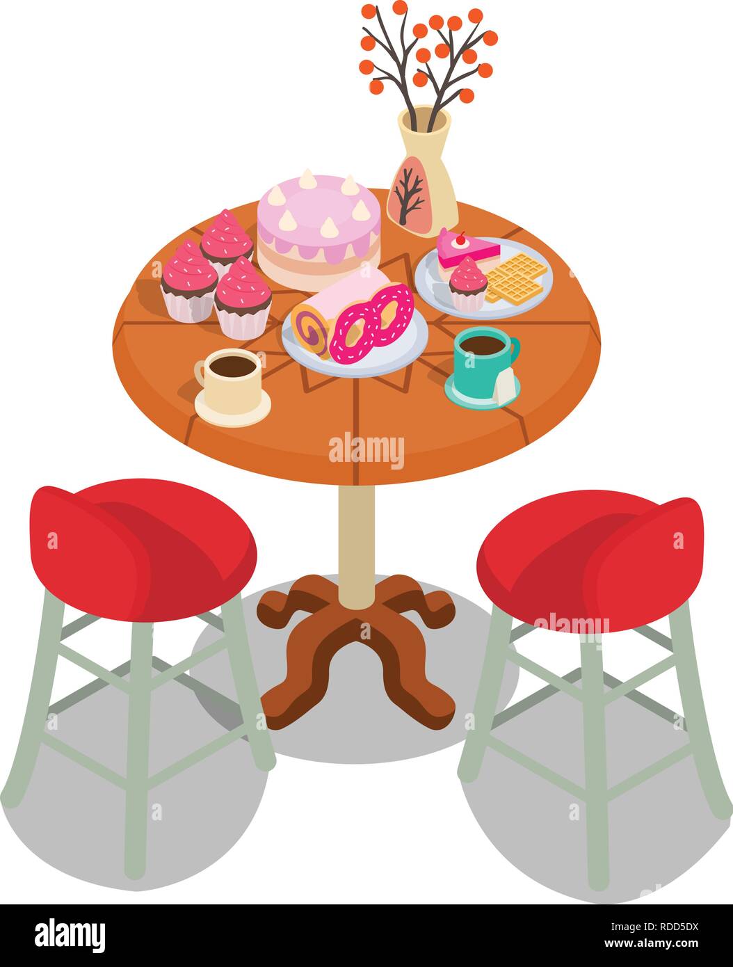 Evening tea concept banner, isometric style Stock Vector