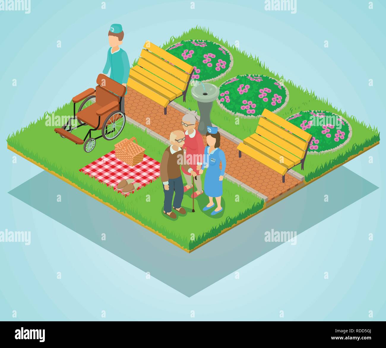 Nursing home concept banner, isometric style Stock Vector Image & Art
