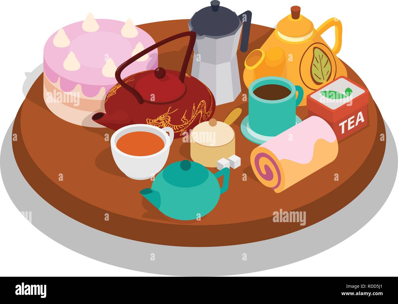 Tea day concept banner, isometric style Stock Vector