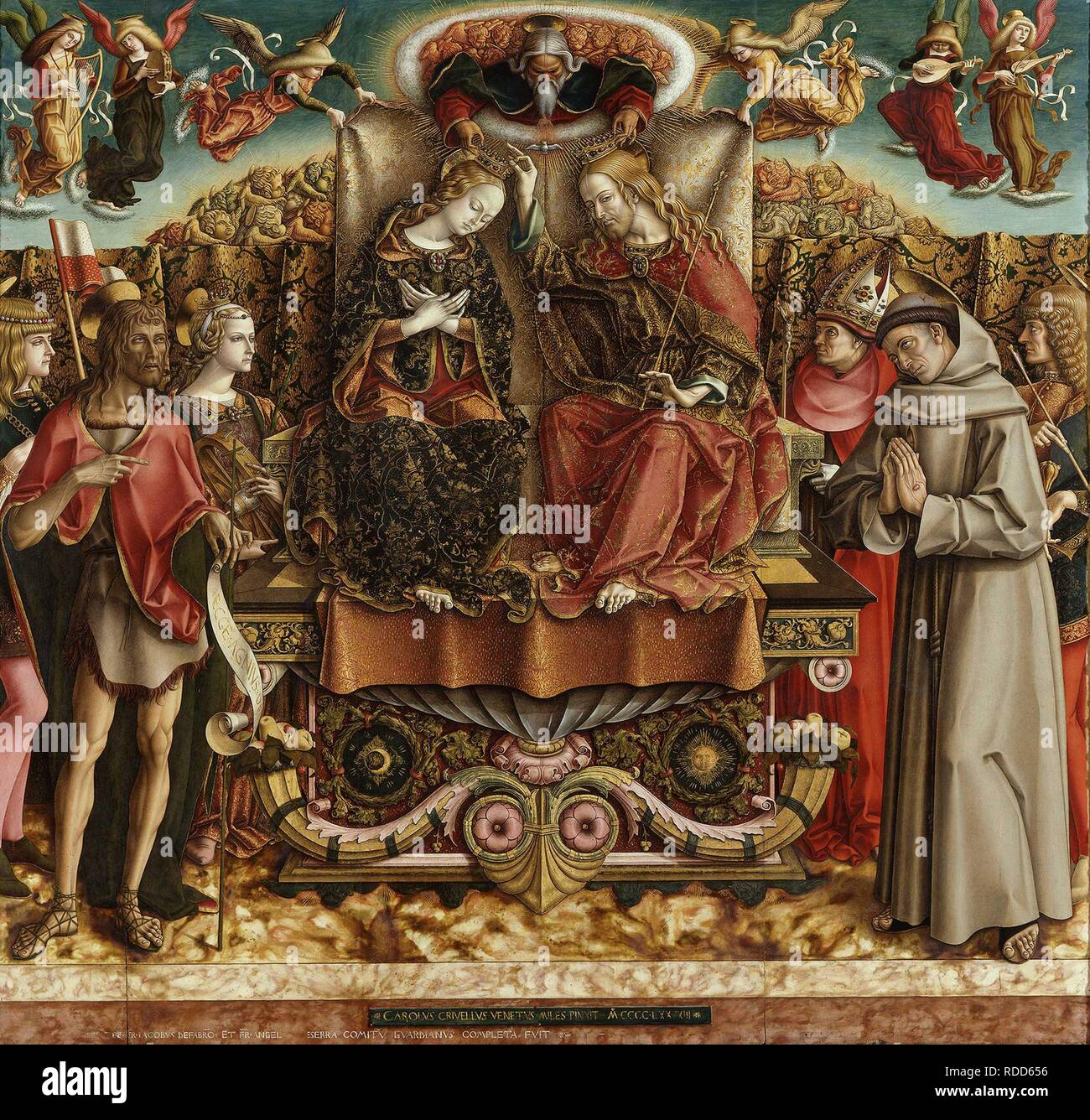 The Coronation of the Virgin. Museum: Pinacoteca di Brera, Milan. Author: CRIVELLI, CARLO. Stock Photo