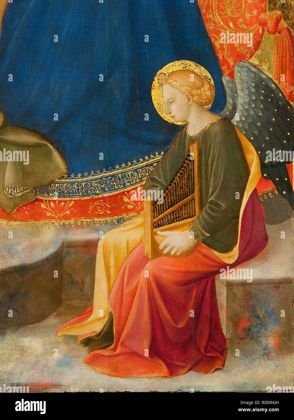 Madonna of Humility with Two Musician Angels. Detail: Musician Angel. Museum: Museo Poldi Pezzoli, Milan. Author: STROZZI, ZANOBI. Stock Photo