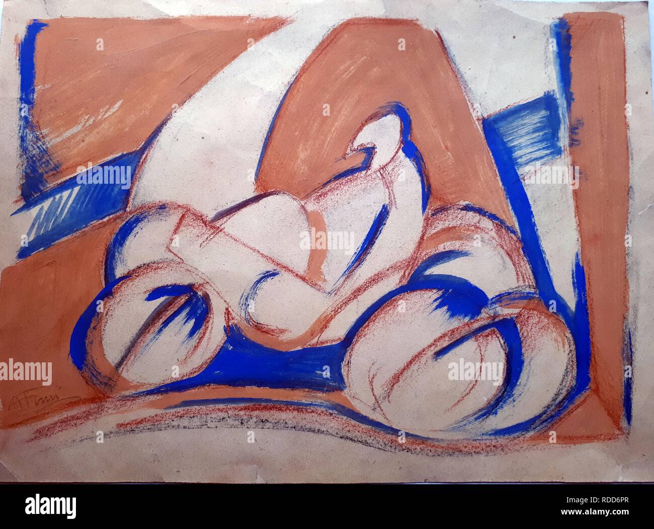 Motociclista. Museum: Archivio Achille Funi, Milano. Copyright: This artwork is not in public domain. It is your responsibility to obtain all necessary third party permissions from the copyright handler in your country prior to publication. Stock Photo