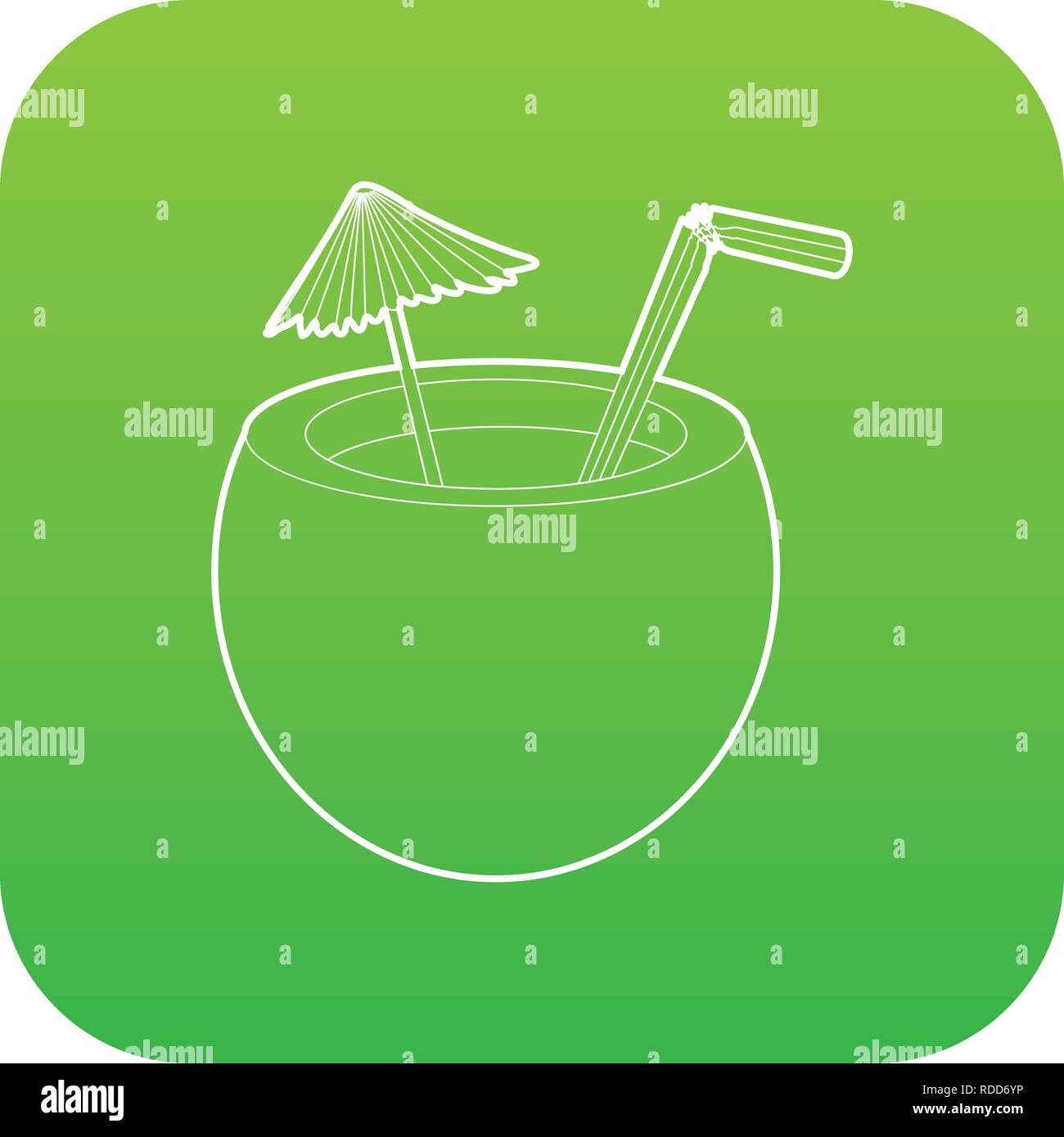Coconut cocktail icon green vector Stock Vector