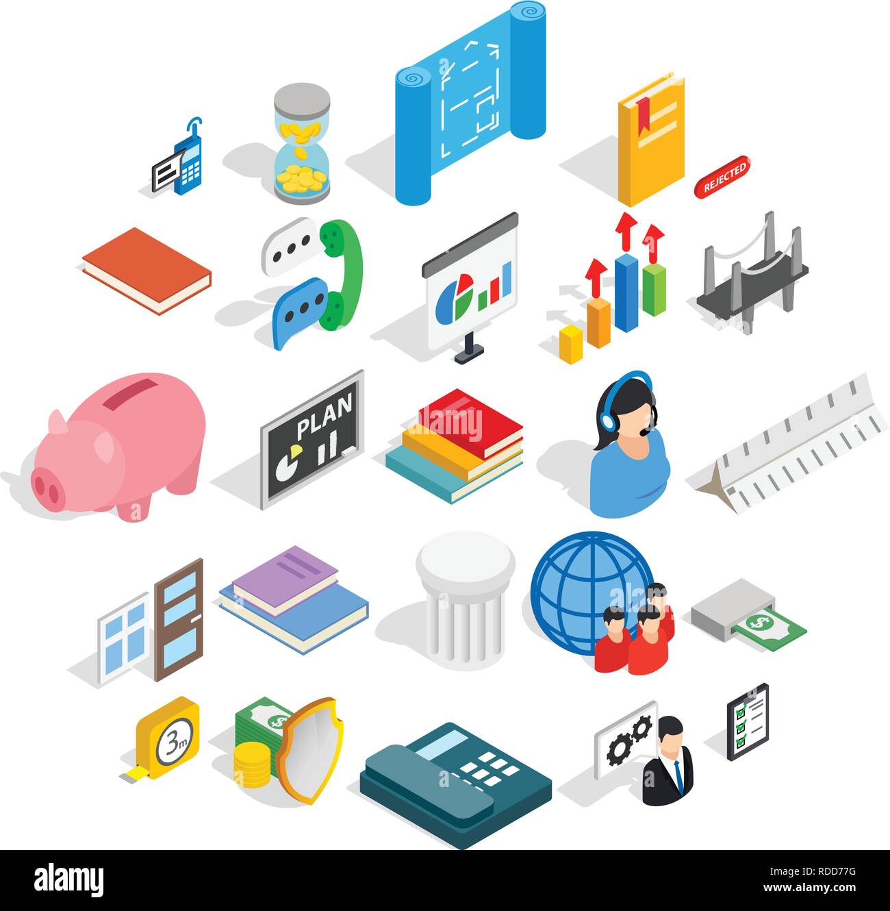 Squad icons set, isometric style Stock Vector