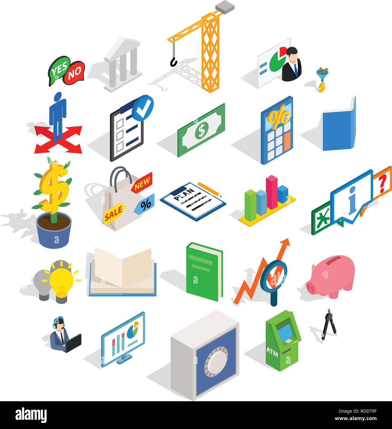 Department icons set, isometric style Stock Vector