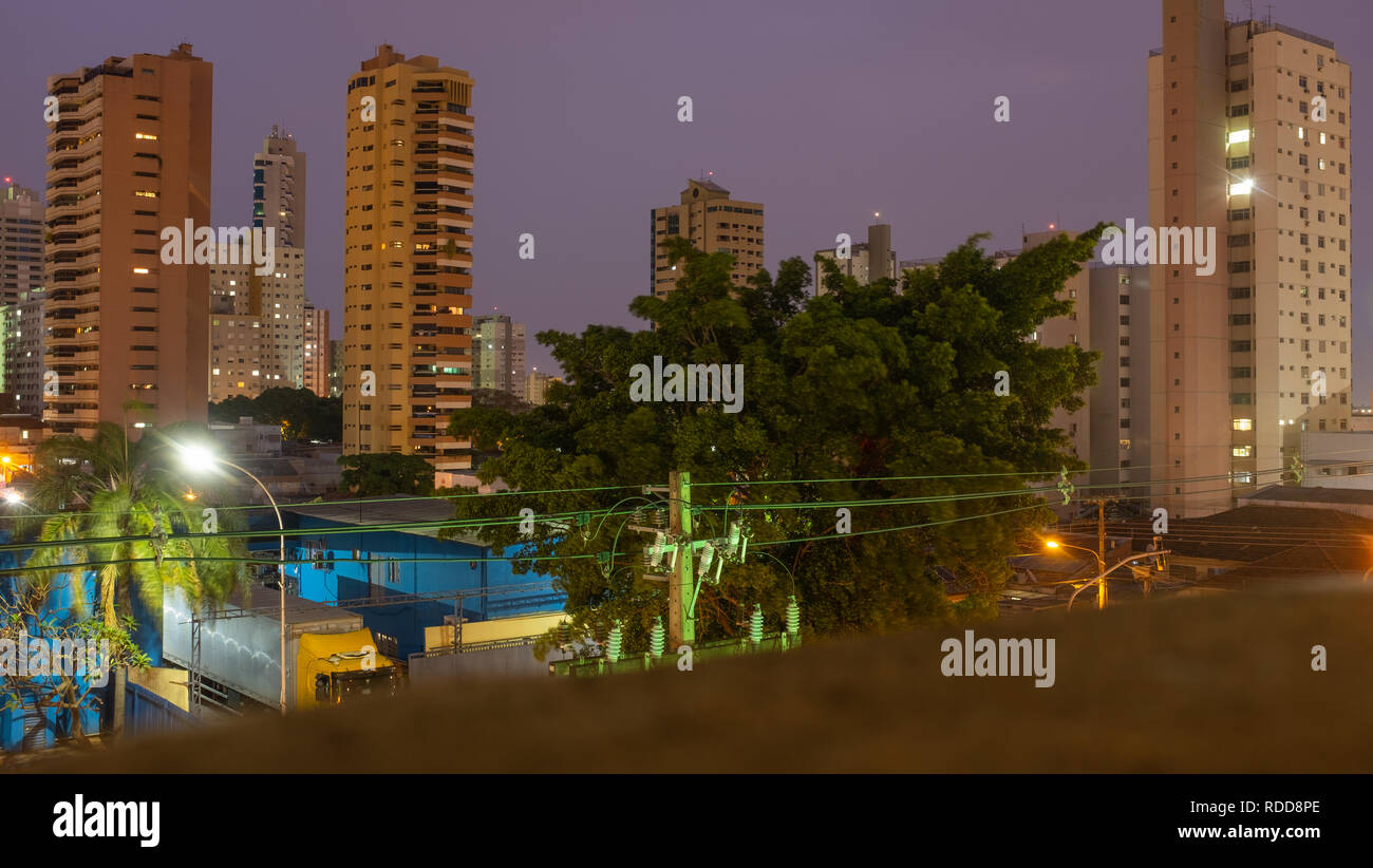 Campo Grande in Brazil, night view of the city center. Stock Photo