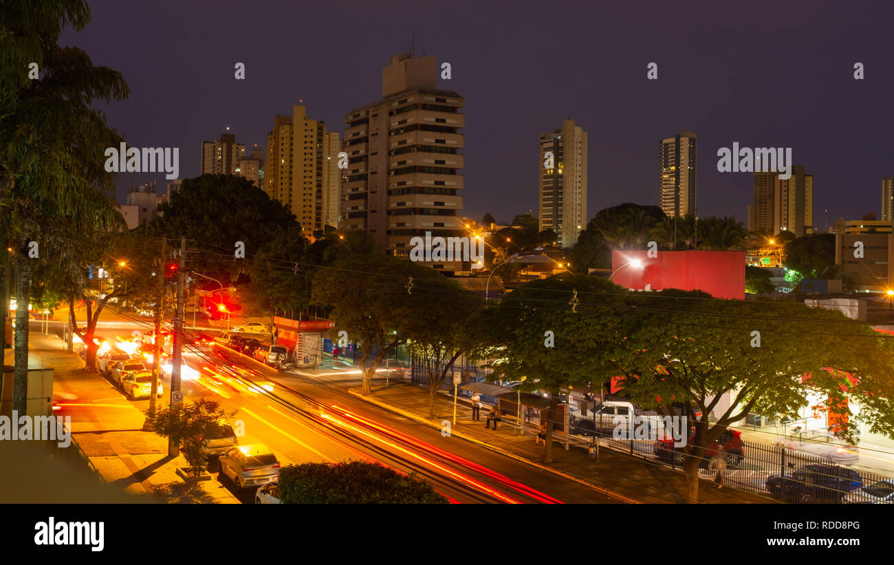 Campo Grande in Brazil, night view of the city center. Stock Photo