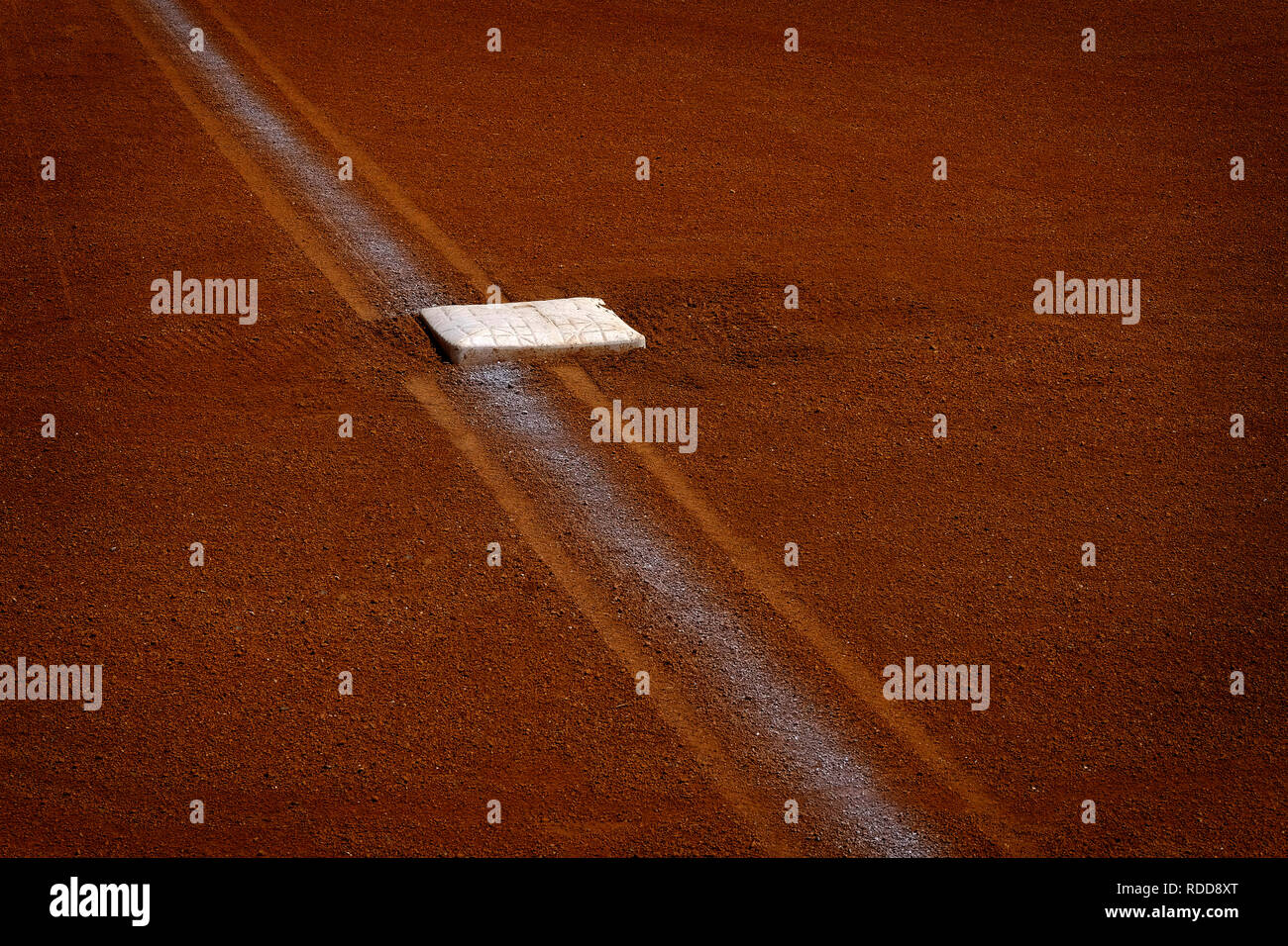 Baseball base and chalked base line in diamond Stock Photo Alamy