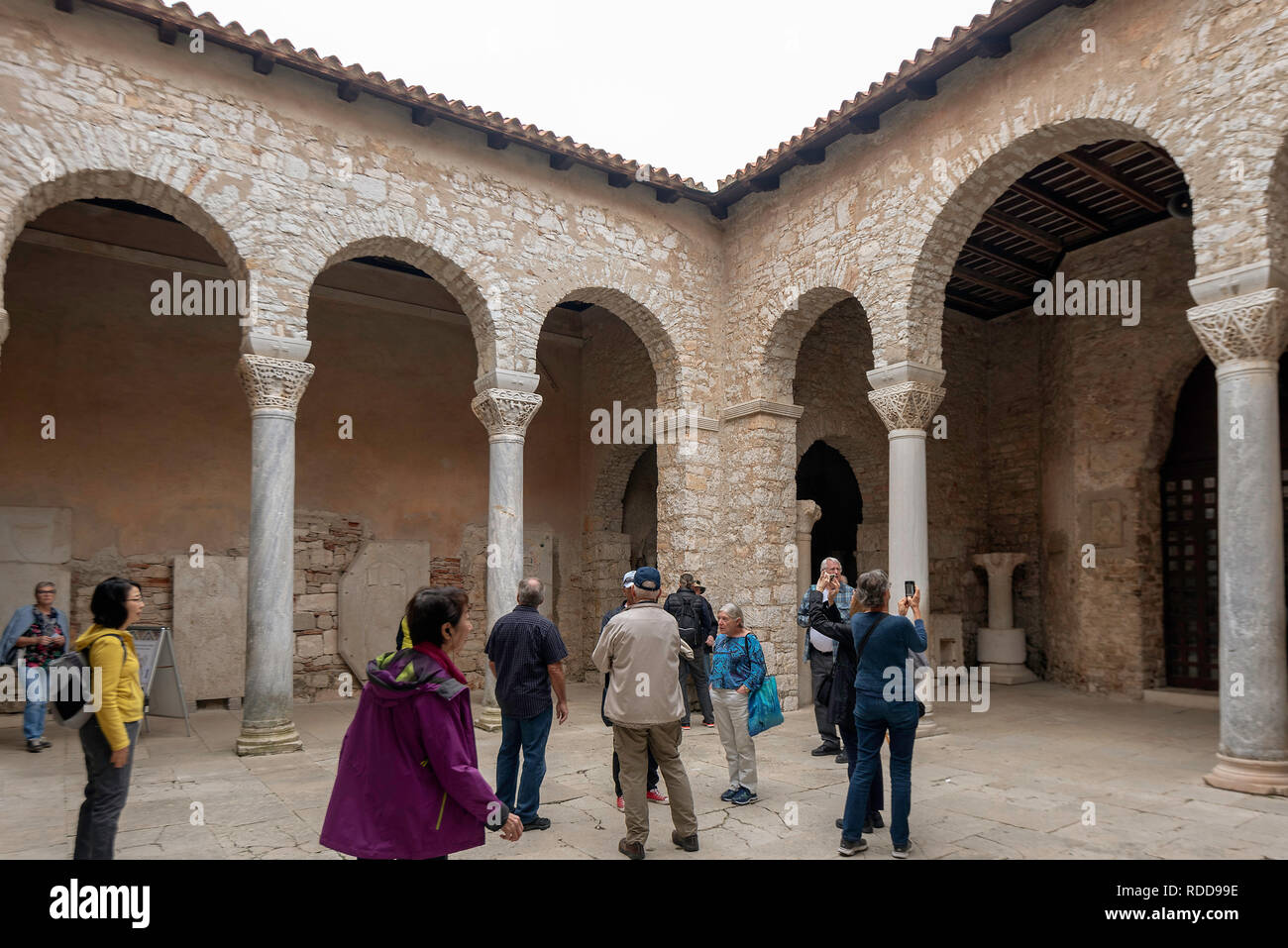 The courtyard at the Episcopal Complex of the Euphrasian Basilica, Porec, Croatia Stock Photo