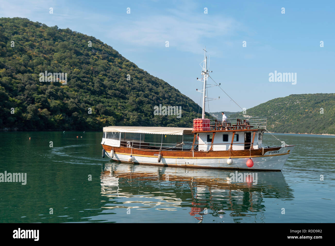 A fishing boat on the Limski Canal, Istria, Croatia Stock Photo
