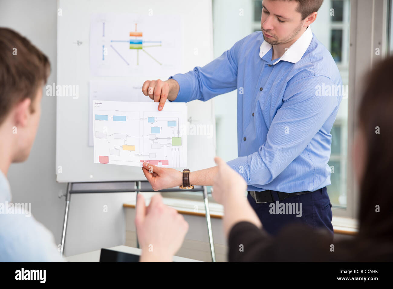 Businessman Showing Chart To Colleagues In Office Stock Photo