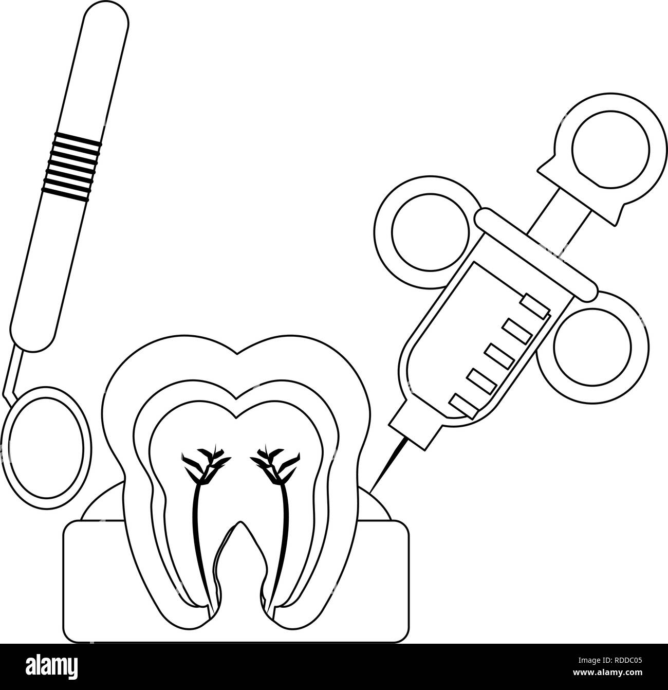Medical Dental treatment black and white Stock Vector Image & Art - Alamy