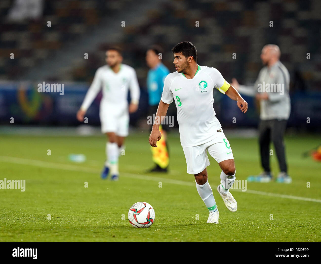 17th January 2019, Zayed Sports City Stadium, Abu Dhabi, United Arab Emirates; AFC Asian Cup football, Saudi Arabia versus Qatar; Yahya Al-Shehri of Saudi Arabia Stock Photo