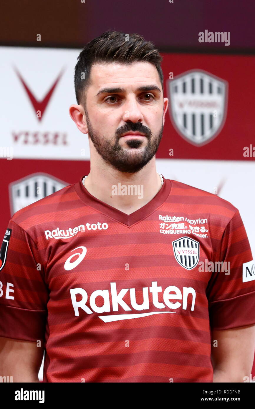 Hyogo, Japan. 17th Jan, 2019. David Villa (Vissel) Football/Soccer : Vissel  Kobe announced new signing players and new jersey for 2019 season in Hyogo,  Japan . Credit: Naoki Nishimura/AFLO SPORT/Alamy Live News