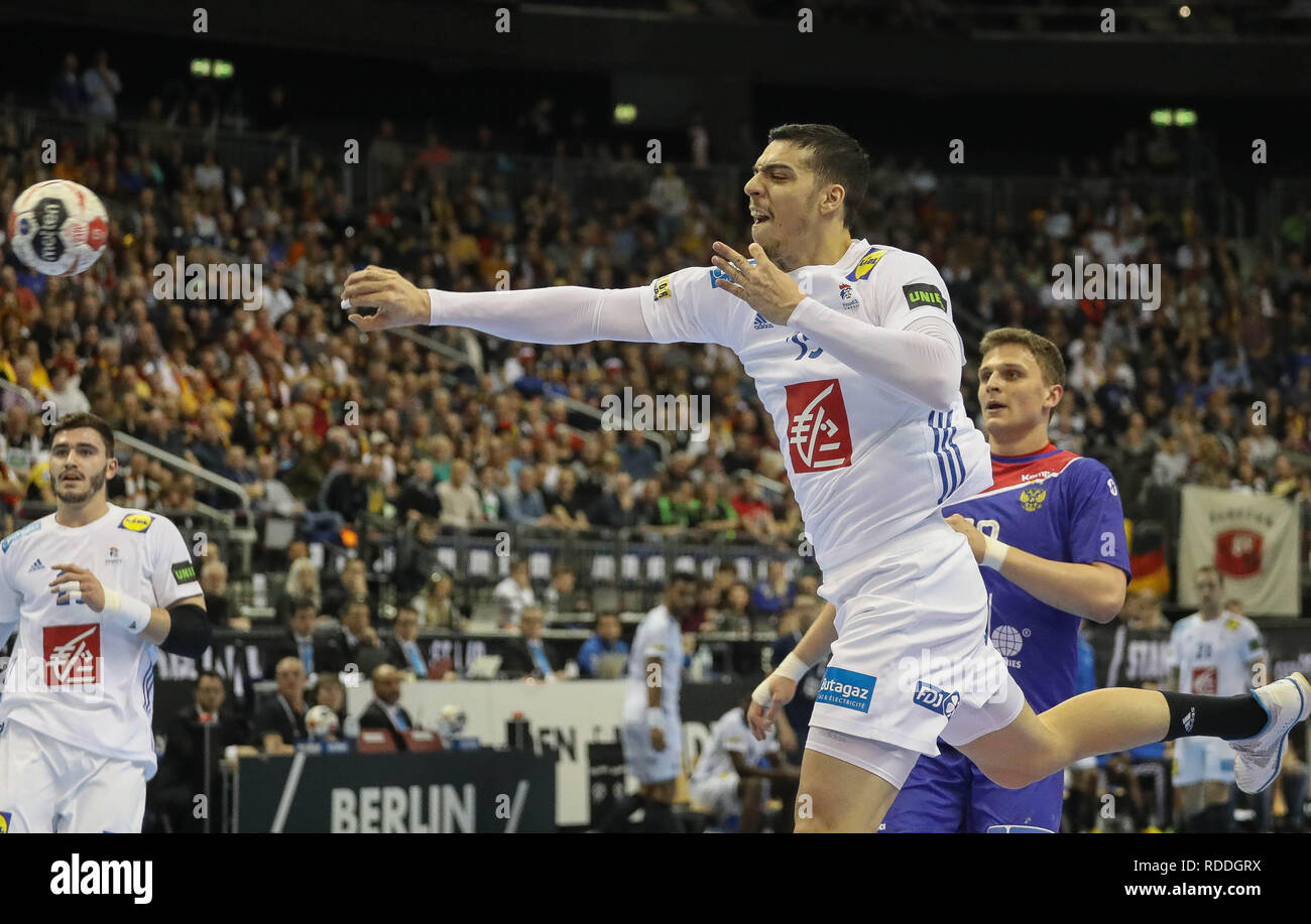 Berlin, Germany. 17th January, 2019. Mathieu Grebille (France) during the IHF Men's World Championship 2019, Group A handball match between France and Russia on January 17, 2019 at Mercedes-Benz Arena in Berlin, Germany - Photo Laurent Lairys /MAXPPP Credit: Laurent Lairys/Agence Locevaphotos/Alamy Live News Stock Photo