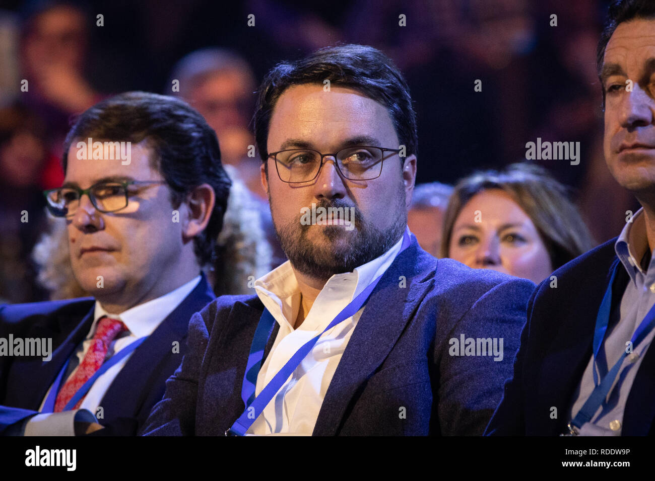 January 18, 2019 - Madrid, Spain - Asier Antona, president of the PP in Canarias. The PP celebrates its national convention to establish the main lines of its electoral program for the three elections scheduled for May 26 and are key to gauge the leadership of the popular president, Pablo Casado. (Credit Image: © Jesus Hellin/ZUMA Wire) Stock Photo