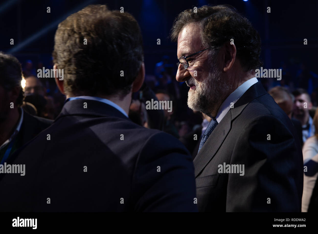 January 18, 2019 - Madrid, Spain - Mariano Rajoy speaking. The PP celebrates its national convention to establish the main lines of its electoral program for the three elections scheduled for May 26 and are key to gauge the leadership of the popular president, Pablo Casado. (Credit Image: © Jesus Hellin/ZUMA Wire) Stock Photo