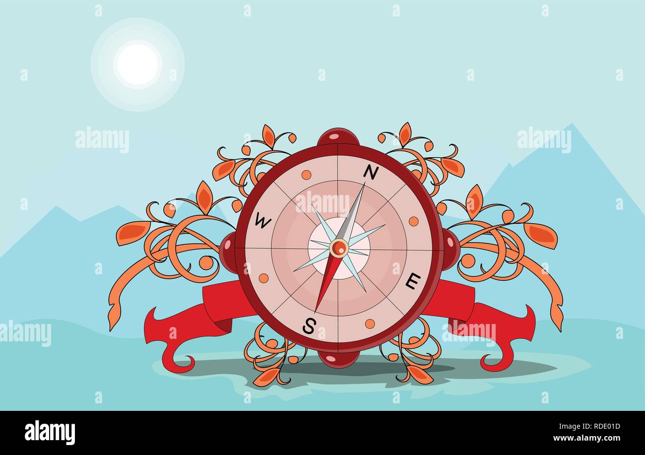 Glossy Compass with windrose. Vector Illustration. EPS8 Stock Vector
