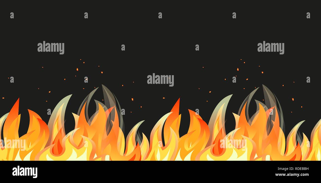 Flame seamless pattern border Stock Vector