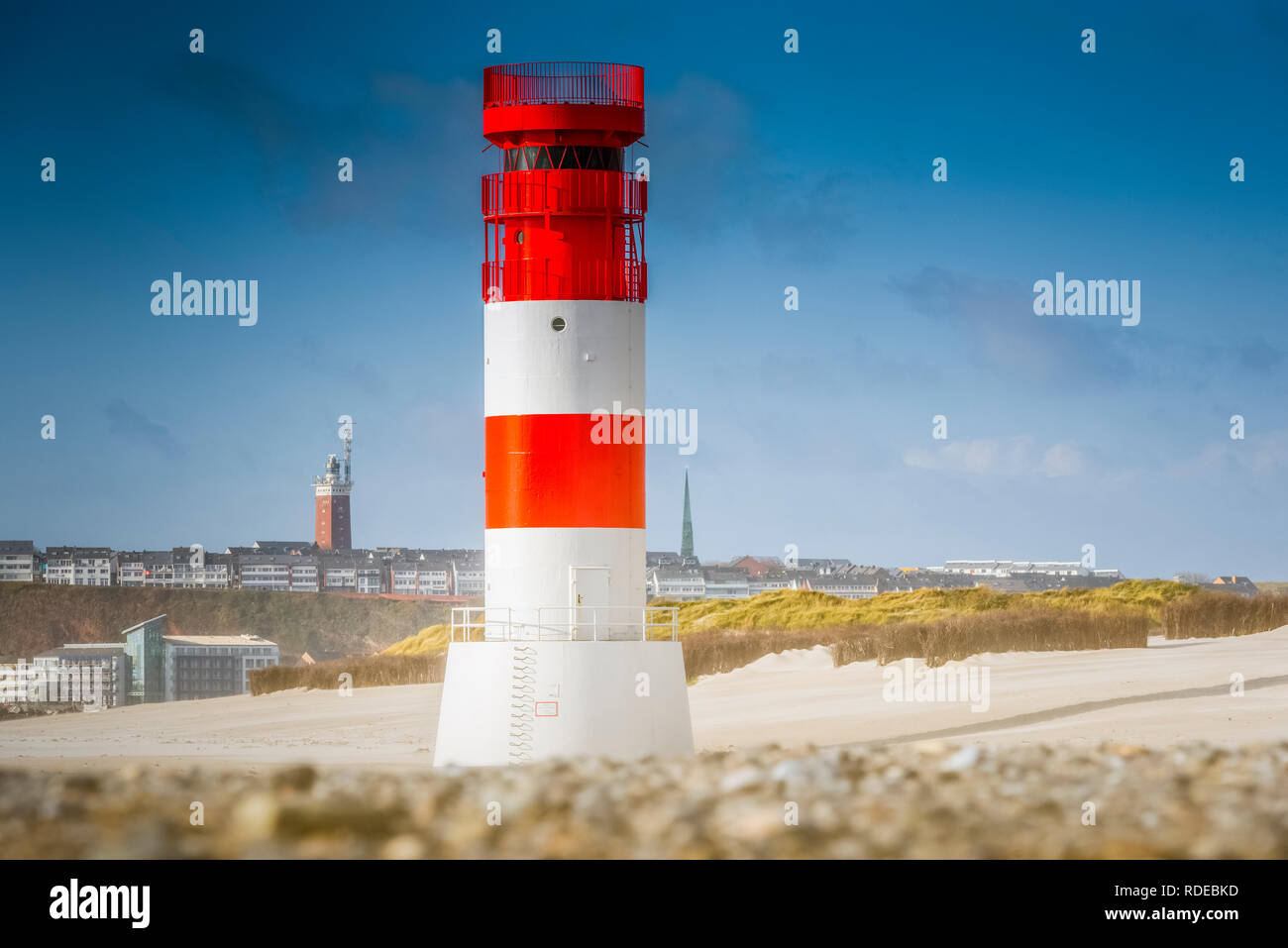 Deutschland, Pinneberg, Insel, Nordsee, Helgoland, Dühne, Strand, Leuchtturm Stock Photo