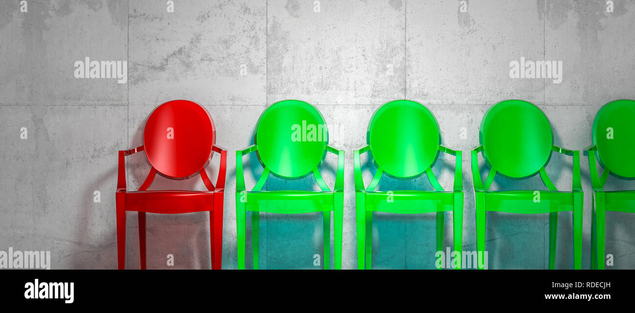 plastic chairs, individuality concept 3d render Stock Photo Alamy
