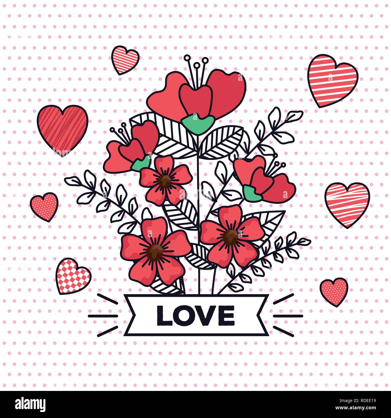 valentines day card with flowers Stock Vector Image & Art Alamy
