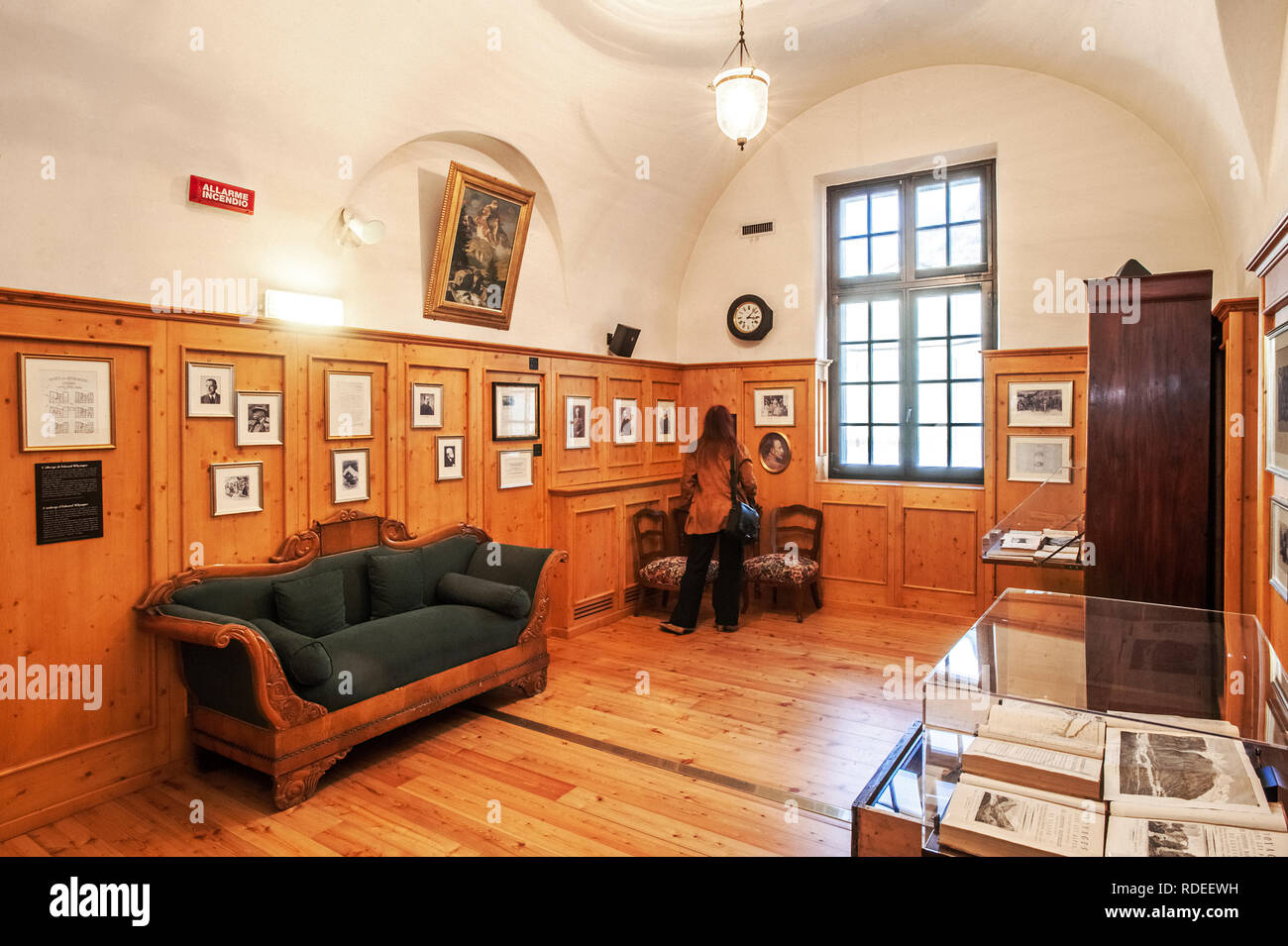 Italy Valle D'Aosta Bard The Fort - Now Museum - Museum of Alps - Reconstruction Room of Whymper of the famous hotel Monte Rosa in Zermatt, Stock Photo