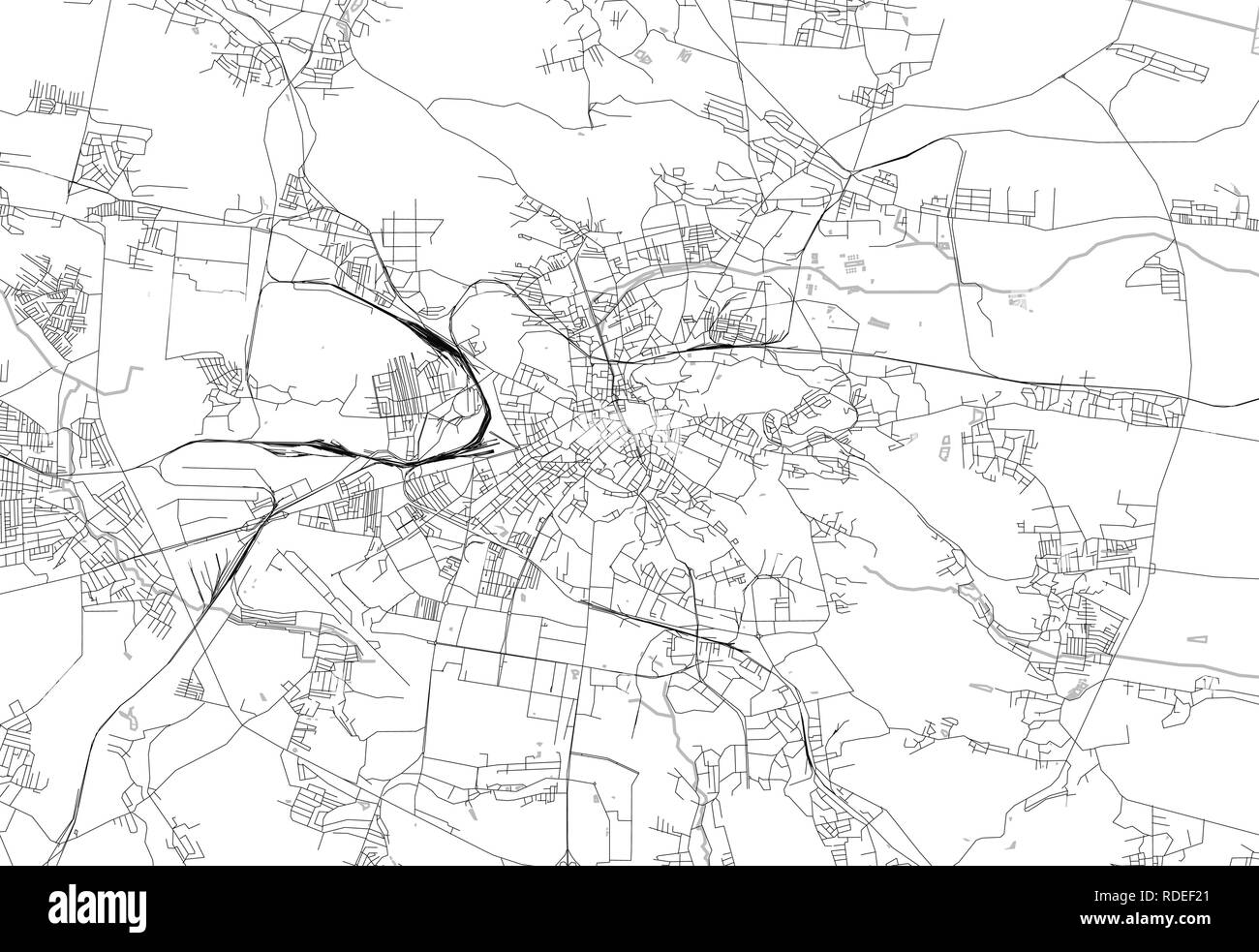 Area map of Lviv, Ukraine. This artmap of Lviv contains geography lines ...